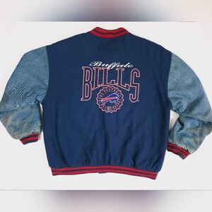 Buffalo Bills Vintage 90s NFL Wool And Denim Coat LA Logo Apparel Large